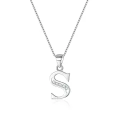 Ever Faith 925 Sterling Silver Initial Necklace CZ 26 Letters Alphabet Personalized Charm Pendant Necklace, Jewellery Gifts for Women Mom Girls Teen Anniversary Birthday Mothers Day Xmas Valentines