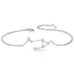 Ever Faith Women 925 Sterling Silver Wedding Bridal CZ Horoscope Zodiac 12 Constellation Astrology Link Bracelet Clear April Birthstone