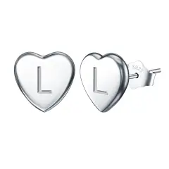 Ever Faith Heart Initial Stud Earrings for Girls, 925 Sterling Silver Dainty Tiny Alphabet Letter Stud Earrings for Women Kids Teen Girls Sensitive Ears