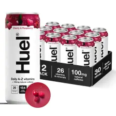 Huel Daily A-Z Vitamin, Energy Sparkling drink, 12*330ml, Cherry & Raspberry