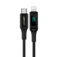 ACEFAST C6-01 USB-C to Lightning zinc alloy digital display braided charging data cable