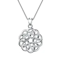 Ever Faith Women's 925 Sterling Silver Vintage Good Luck Round Shape Celtic Knot Pendant Necklace