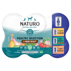 Naturo Natural Dog Food  Poultry Selection In Herb Gravy Adult Dog 1-7 Years 6 x 390g