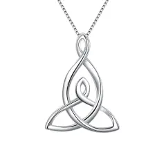 Ever Faith 925 Sterling Silver Triangle Celtic Knot Necklace Trinity Irish Jewellery, Valentines/Mothers Day/Birthday/Christmas Jewelry Gift for Women Girls Mom