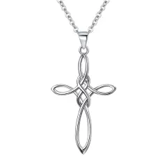 Ever Faith Celtic Knot Cross Necklace Pendant 925 Sterling Silver Chain for Wowen Girls 21.2"