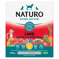 Naturo Natural Dog Food Lamb with Rice and Vegetables Adult Dog 1 to 7 Years 400g