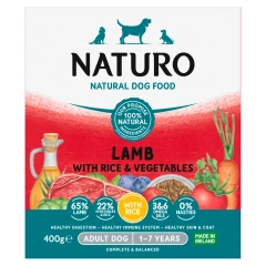 Naturo Natural Dog Food Lamb with Rice and Vegetables Adult Dog 1 to 7 Years 400g