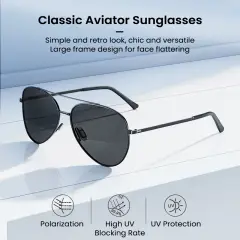 ochama classic aviator sunglasses men and women's sunglasses driving anti-glare frog mirror lightweight black