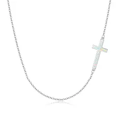 Ever Faith 925 Sterling Silver Simple Tiny Dainty Sideways Cross Choker Necklace for Women Girls