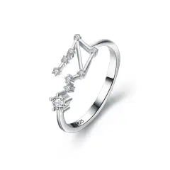 Ever Faith 925 Sterling Silver CZ Adjustable Statement Ring for Women - Horoscope Zodiac 12 Constellation Astrology