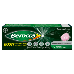 Berocca 10 Sugar Free Effervescent Tablets Acerola Cherry Flavour