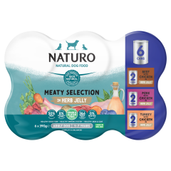 Naturo Natural Dog Food Meaty Selection in Herb Jelly Adult Dog 1-7 Years 6 x 390g