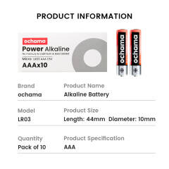 Ochama Alkaline Battery - AAA - pack in 10