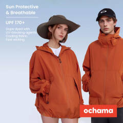 ochama [Original yarn sun protection clothing UPF170+] Outdoor sun protection
clothing cool breathable jacket skin clothing men and women orange L