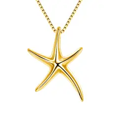 Ever Faith 925 Sterling Silver Starfish Lucky Sea Star Pendant Necklacse for Women Beach Jewelry Gift for Chrismas Thanksgiving Wedding Valentines Mother's Day