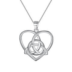 Ever Faith Women's 925 Sterling Silver Good Luck Triangle Celtic Knot Love Heart Pendant Necklace Jewelry Gift for Mom