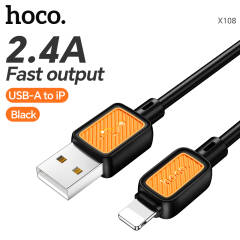 HOCO USB-A to iP 2.4A Data Charging Cable | Cold and Fire Resistent | Black