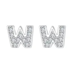 Ever Faith Women's 925 Sterling Silver Pave Cubic Zirconia Initial Letter Stud Earrings Clear