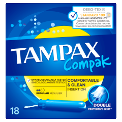 Tampax Compak Regular Tampons With Applicator X18