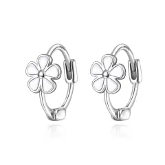 Ever Faith 925 Sterling Silver Flower Hoop Earrings for Women Girls Hypoallergenic Mini Small Huggie Hoops Flower Earrings Jewellery Gifts