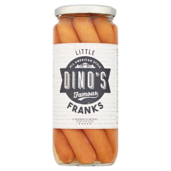 Dino's Famous Little Franks 8 Beechwood Smoked Pork Hot Dogs 550g