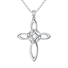 Ever Faith Cross Necklace for Women Girls, 925 Sterling Silver Celtic Knot Pendant Irish Jewellery, Valentines/Mothers Day/Birthday/Christmas Jewelry Gift