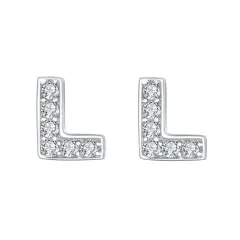 Ever Faith Women's 925 Sterling Silver Pave Cubic Zirconia Initial Letter Stud Earrings Clear