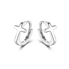 Ever Faith Simple Tiny Cross Earrings 925 Sterling Silver Minimalist Religious Cross Church Jewelry Gift for Women Girls