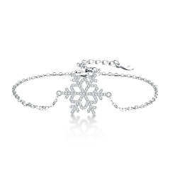 Ever Faith Snowflake Bracelet 925 Sterling Silver CZ Winter Party Link Bracelet Christmas Jewelry Gift