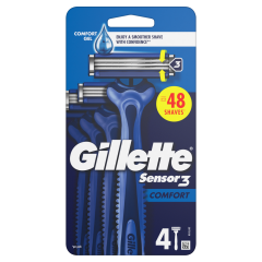 Gillette Sensor3 Comfort, Disposable Razors For Men, 4-Pack Razors