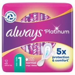 Always Platinum Ultra Normal with Wings Size 1 12 Pads