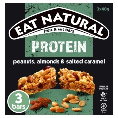 Eat Natural Protein Peanuts, Almonds & Salted Caramel Fruit & Nut Bars 3 x 40g