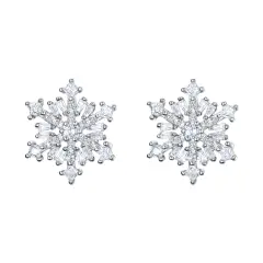 Ever Faith Women's 925 Sterling Silver Cubic Zirconia Winter Snowflake Flower Stud Earrings