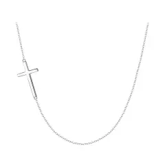 Ever Faith Sideways Cross Choker Necklace, 925 Sterling Silver Adjustable Chain Classic Necklace Jewelry for Girls