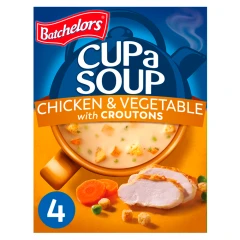 Batchelors Cup a Soup Chicken & Vegetable with Croutons 4 Instant Soup Sachets 110g