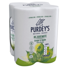 Purdey's Natural Energy Rejuvenate Sparkling Grape & Apple with Ginseng Can 4 x 250ml