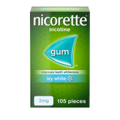 Nicorette Icy White 2mg Gum 105 Pieces Quit Smoking Aid