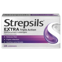 Strepsils Extra Triple Action Blackcurrant Lozenges 24 pack