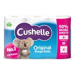 Cushelle Original Toilet Rolls 16 Mega Rolls 50% More Sheets