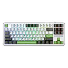 AULU F87 Wireless Mechanical Keyboard Gray Wood Switch - Black+White+Green