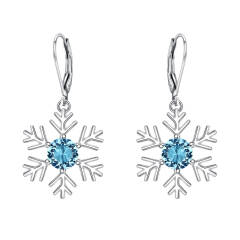 Ever Faith Snowflake Dangle Earrings for Women, 925 Sterling Silver CZ Snowflake Earrings Christmas Jewelry