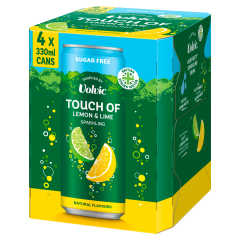 Touch of Lemon & Lime Sparkling Sugar Free Flavoured Water sourced by Volvic Multipack 4x330ml