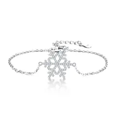 Ever Faith Snowflake Bracelet 925 Sterling Silver CZ Winter Party Link Bracelet Christmas Jewelry Gift