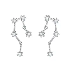 Ever Faith 925 Sterling Silver CZ Horoscope Zodiac Constellation Astrology Climber Stud Earrings for Women Girls