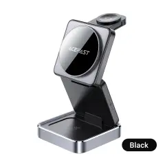 ACEFAST E20 Foldable 3-in-1 Charging Stand, Compatible with iPhone and Android Smartphones, Watches, Headphones, Designed for Traveling - Black