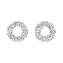 Ever Faith Women's 925 Sterling Silver Pave Cubic Zirconia Initial Letter Stud Earrings Clear