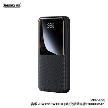 REMAX Cynlle Series 20000mAh USB-C Power Bank- Black