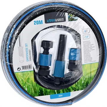 ProGarden Schlauchset mit Anschluss PVC Gartenschlauch Blau Grau 20m 4tlg