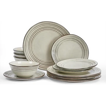 Richmount Twilight Serie Geschirrset - 12-teiliges Keramikset für 4 Personen - Enthält Essteller/Salatteller/Müslischalen - Spülmaschinen- und Mikrowellengeeignet - Erdgrün