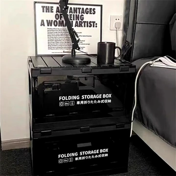 Huacan Camping-Aufbewahrungsbox 50 l, faltbar mit Deckel, 2,7 kg, Seitentür, Aluminium+Kunststoff, schwarz, faltbarer Aufbewahrungsbehälter, 50 L